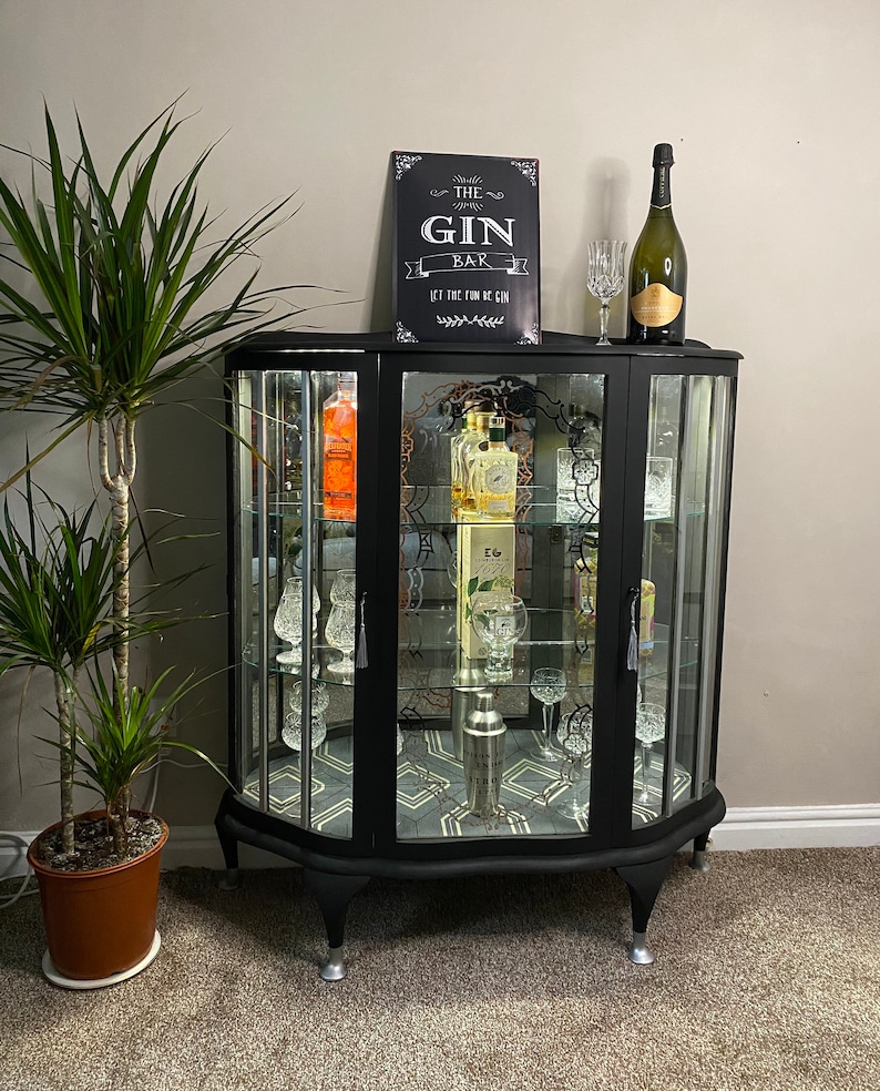 SOLD Vintage Drinks Cabinet Display Cabinet Gin Cabinet image 1