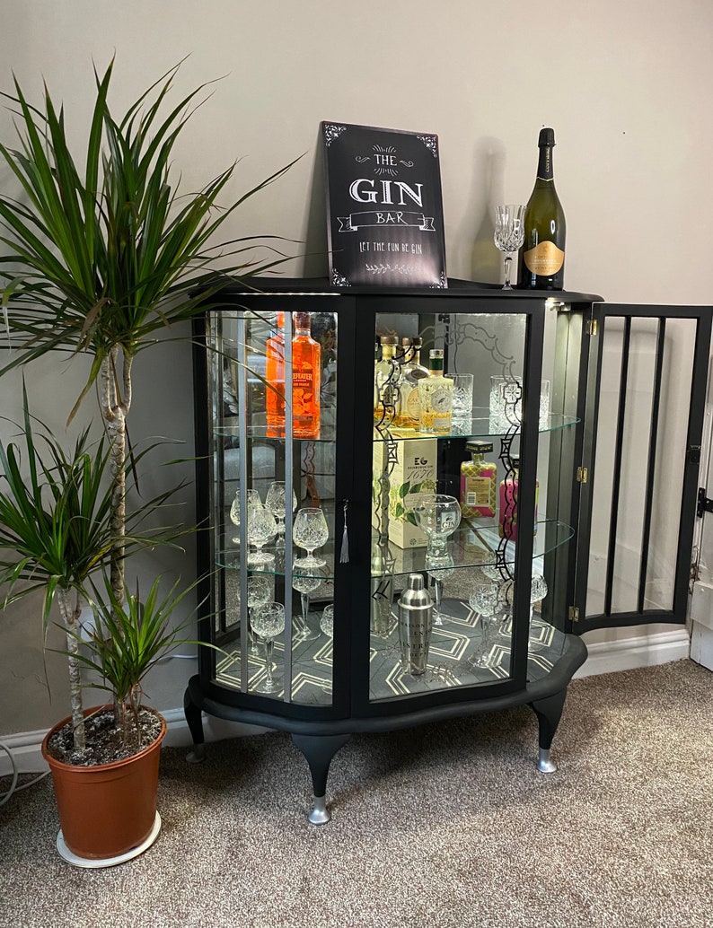 SOLD Vintage Drinks Cabinet Display Cabinet Gin Cabinet image 2