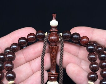 SufiCo -  Limited Edition | Premium Triple Polished Large Tamarind Wood Mevlana Rumi Model Tijani Tasbih Prayer Beads With Double Ring Alif