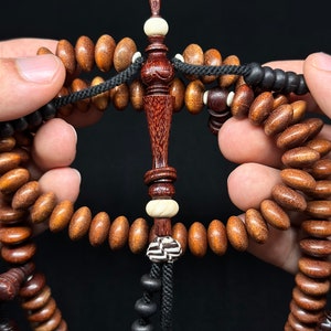 SufiCo -  Limited Edition | Premium Tamarind Wood & Walikukun Wood Mevlana Rumi Model Shadhili Tasbih Prayer Beads With Double Ring Alif