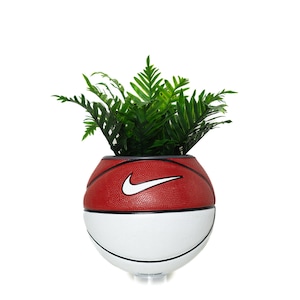 plntrs - Nike Red & White Swoosh Mini Basketball Planter - new ball with stand