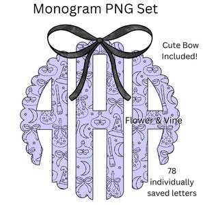 Monogramma di Halloween viola PNG Monogramma della strega PNG Monogramma di pozioni con fiocco PNG Monogramma della strega di Halloween PNG Insegnante di Halloween