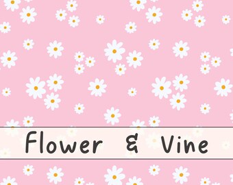 Ditsy Daisies on Pink, Spring Summer Floral , Floral Pattern, Boho Floral, Retro, fabric design, seamless file