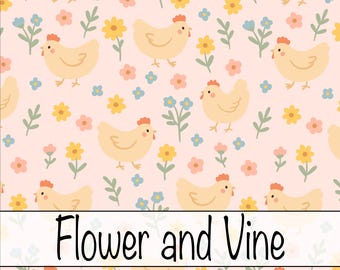 Pink Spring Chickens Seamless File Spring Seamless File Kids Seamless File Chicken Floral Baby Seamless File Farm Seamless Pattern