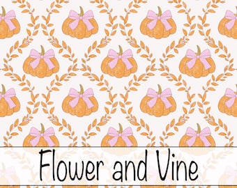 Coquette Pumpkin Floral Seamless File Floral Pumpkin Bows Seamless File Fall Seamless File Seamless File Pumpkin Grand Millennial