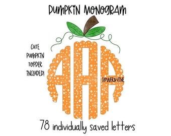 Pumpkin Polka Dot Halloween Monogram PNG, Fall Monogram, Circle Monogram, Scallop Monogram, digital download, sublimation design, PNG