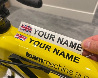 Custom UK Flag Name Bike Decal/Sticker