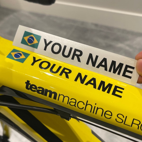 Custom Brazil Flag Name Bike Decal/Sticker
