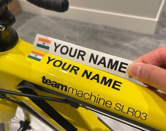 6x sticker personalised bike frame helmet car cycle bike decals name flag 6x sticker personalised bike frame helmet car cycle bike decals name flag