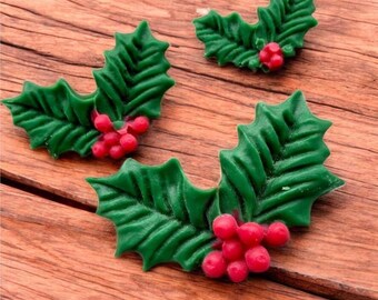 Holly Berry Wax Embeds, Candle Embeds, Christmas Embeds, Holiday Candle Embeds