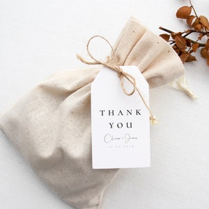 Minimal Wedding Thank You Gift Tag Template, Printable Wedding Shower Thank You Gift Tag, Editable Thank You Tag for Wedding Caitlin image 1