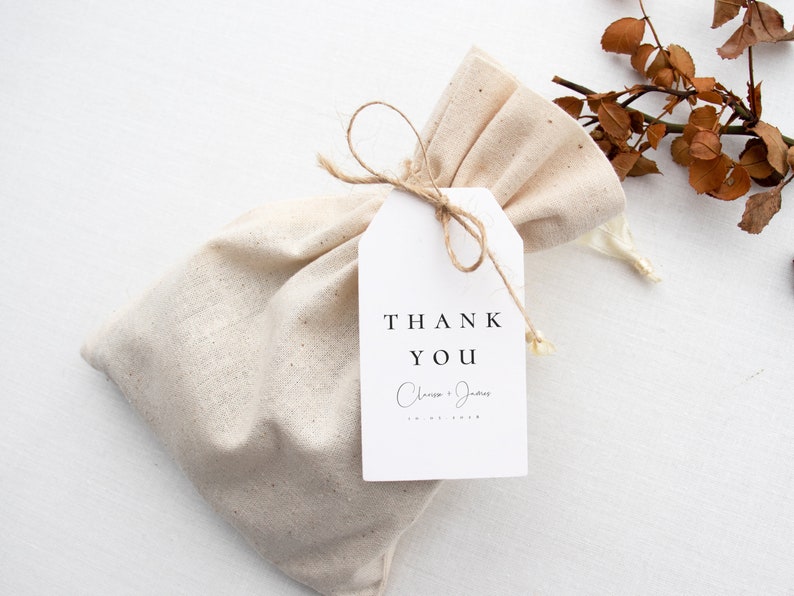 Minimal Wedding Thank You Gift Tag Template, Printable Wedding Shower Thank You Gift Tag, Editable Thank You Tag for Wedding Caitlin image 1