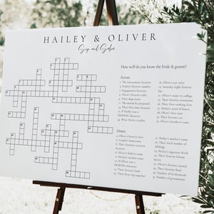 Custom Wedding Crossword Extra Large Minimalist Sip and Solve Puzzle, Sip And Solve For Wedding, Boho Wedding Game Crosswords - Rome