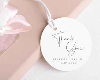 Minimal Thank You Gift Tag Template, Printable Wedding Shower Favor Thank You Gift Tag, Editable Thank You Favor for Wedding - Caitlin