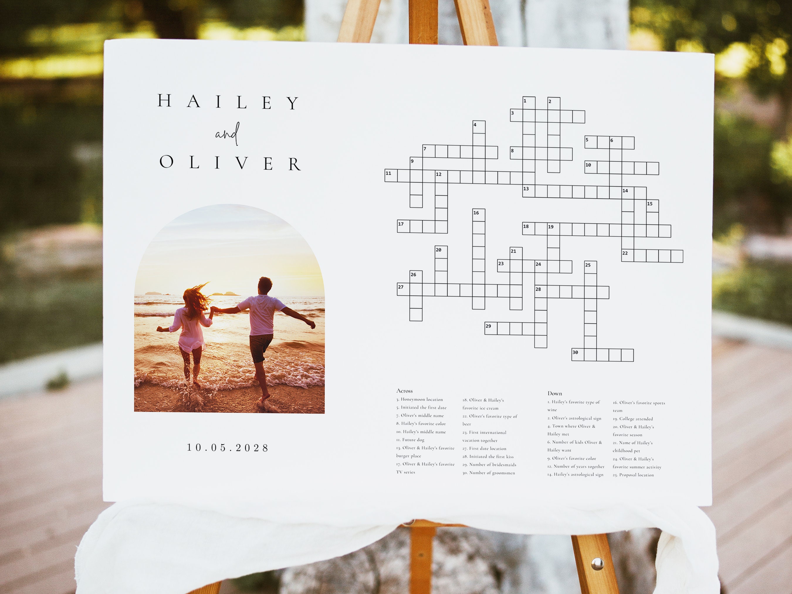 Photo Custom Wedding Crossword Extra Large Minimalist Sip and Solve Puzzle,  Sip and Solve for Wedding, Boho Wedding Game Crosswords - Etsy