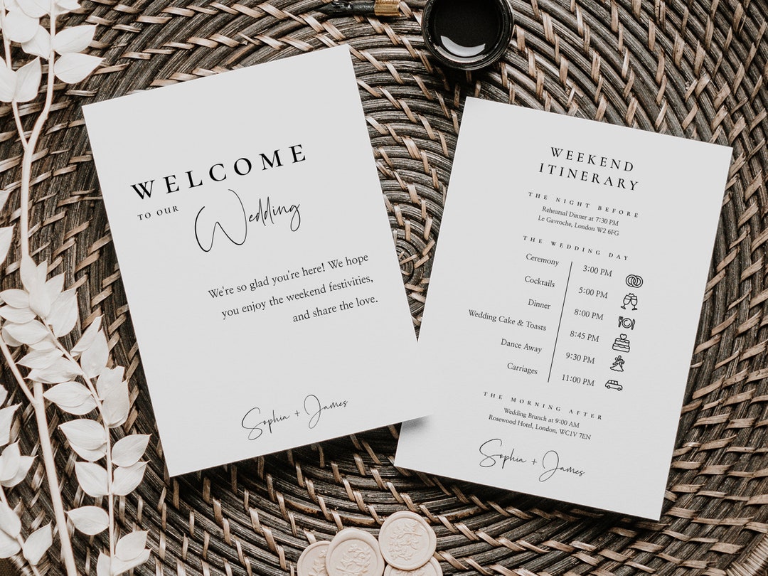 Wedding Weekend Timeline Template, Minimal Wedding Weekend Itinerary ...