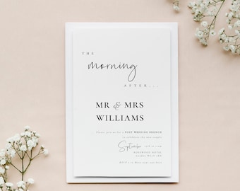 Minimalist The Morning After The Wedding Invitation Template, Post Wedding Invitation, Modern Post-Wedding Invite Template - Caitlin