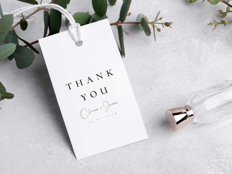 Minimal Wedding Thank You Gift Tag Template, Printable Wedding Shower Thank You Gift Tag, Editable Thank You Tag for Wedding Caitlin image 2