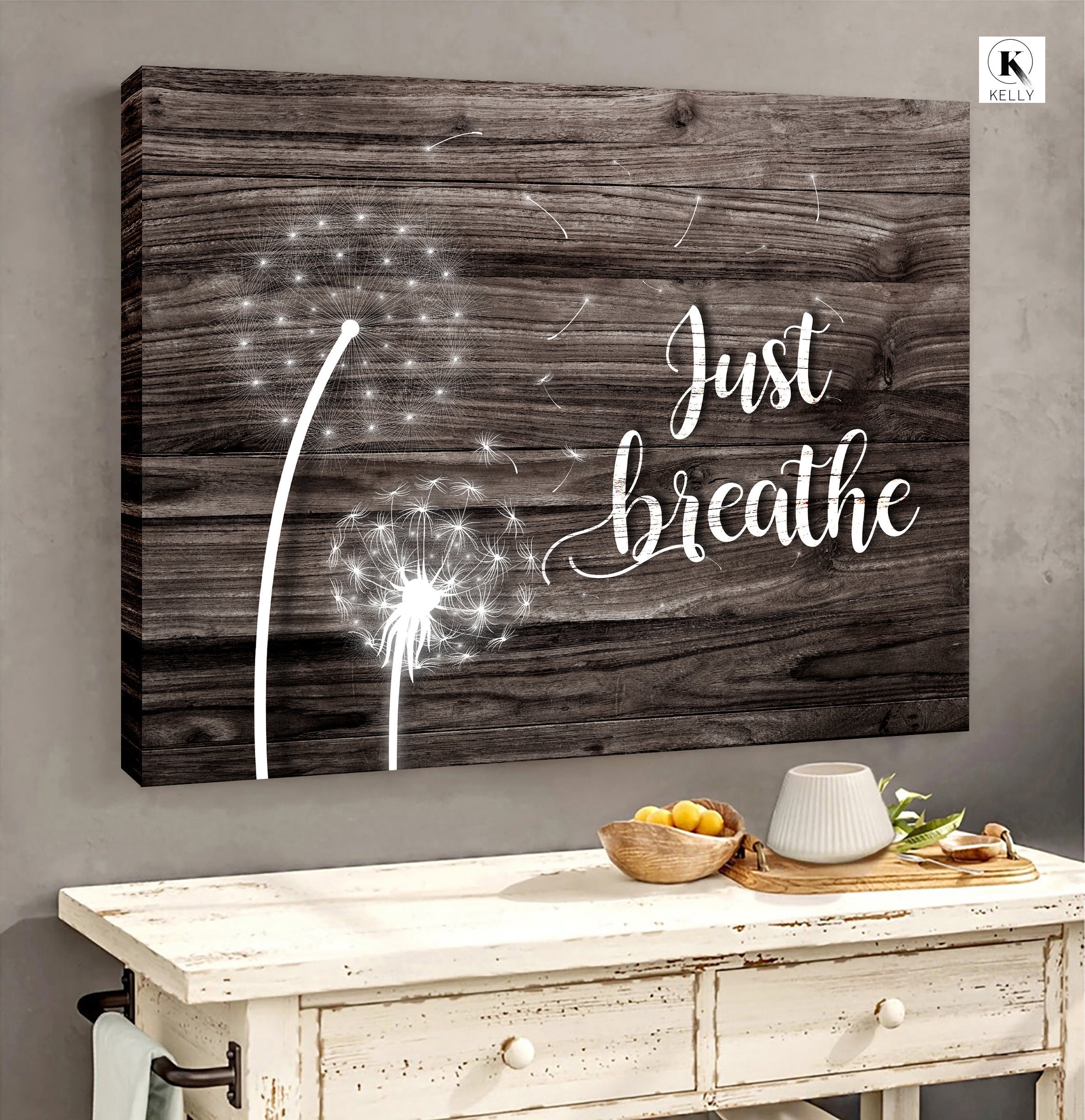 Just Breath Dandelion Canvas Mediation Wall Art Canvas Just Etsy