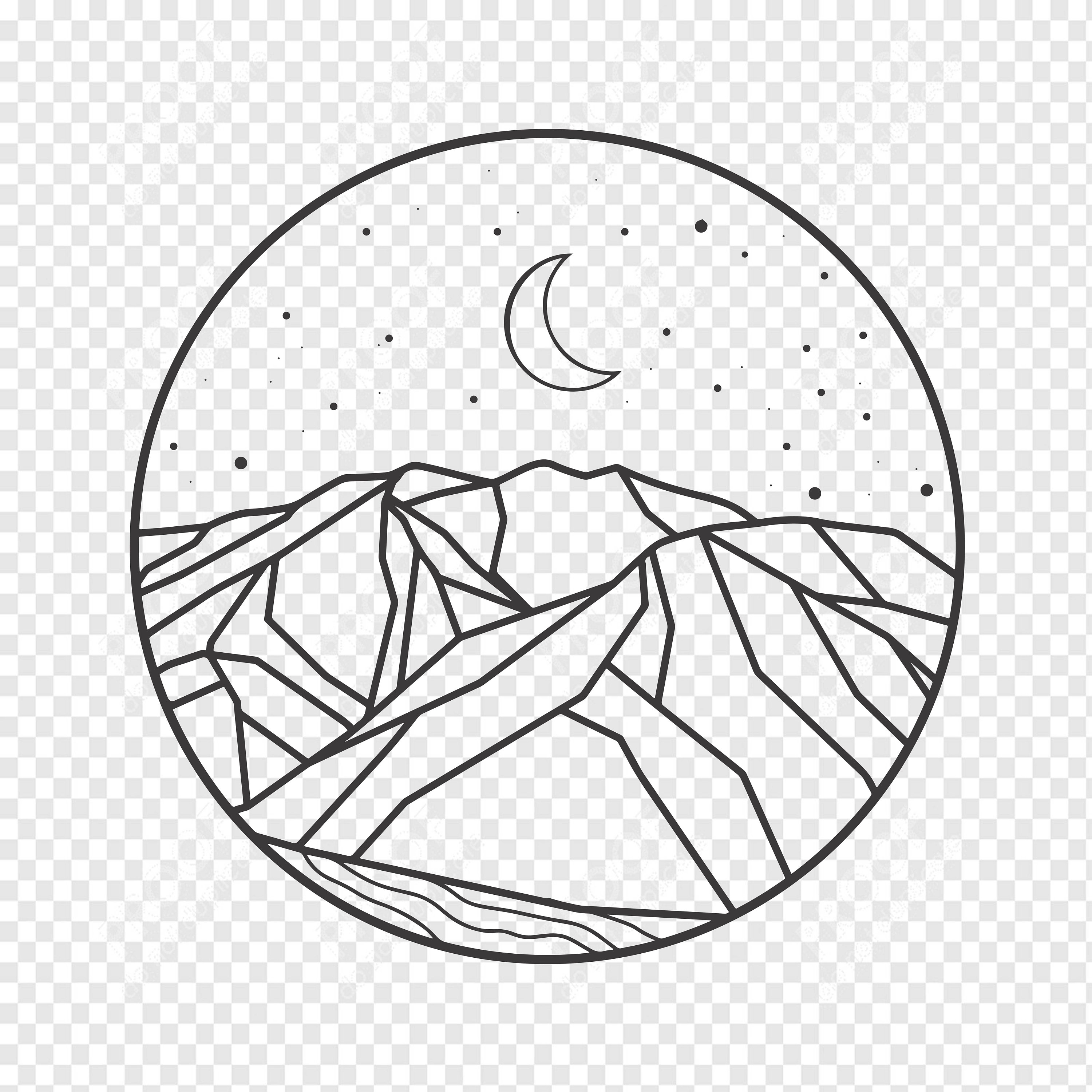 Moon Mountain and Trees Moon Clipart Svg Mountain Svg Etsy
