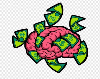 Money Stack Brain SVG Design Cash On Mind Rich Hustler 100 Dollar Savage Bank zombie Rapper Business Hustle Cut File JPG PNG