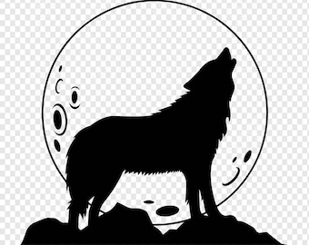 Howling Wolf SVG Silhouette Cut Out Design, Mountain Wolf svg, Pine forest svg Trees, Vinyl Decal Design, Wolves svg, Hiking Shirt design