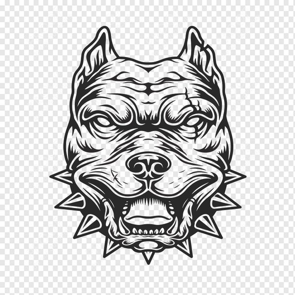 Pitbull SVG, American Pitbull SVG, Angry Dog SVG, Pitbull Face Svg, Pitbull Dog Svg, Clipart, Cricut, Silhouette, Cut File, Vector, Png