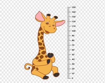 sitting giraffe measures height element  Cricut cut files, Silhouette. With cute animals! Wall Ruler. Marks, ticks, numbers. svg