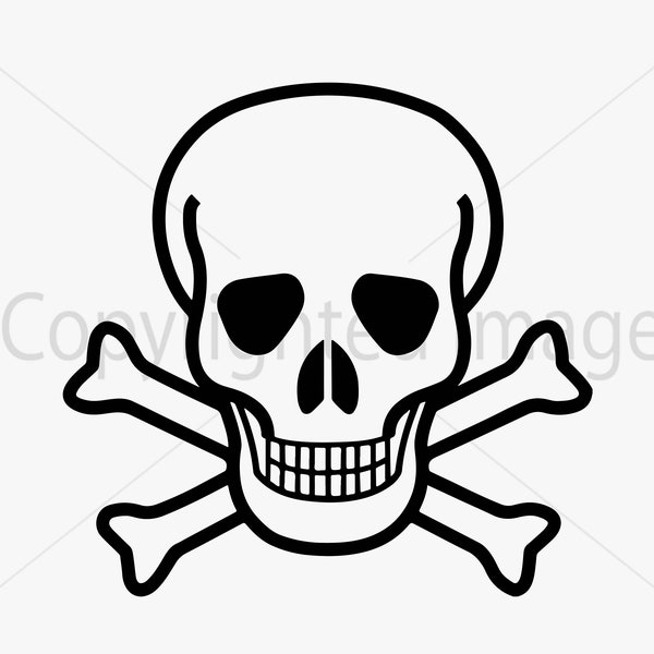 death warning symbol sign skull and Crossbones SVG/DXF/PNG, Instant Digital Download for Silhouette & Cricut