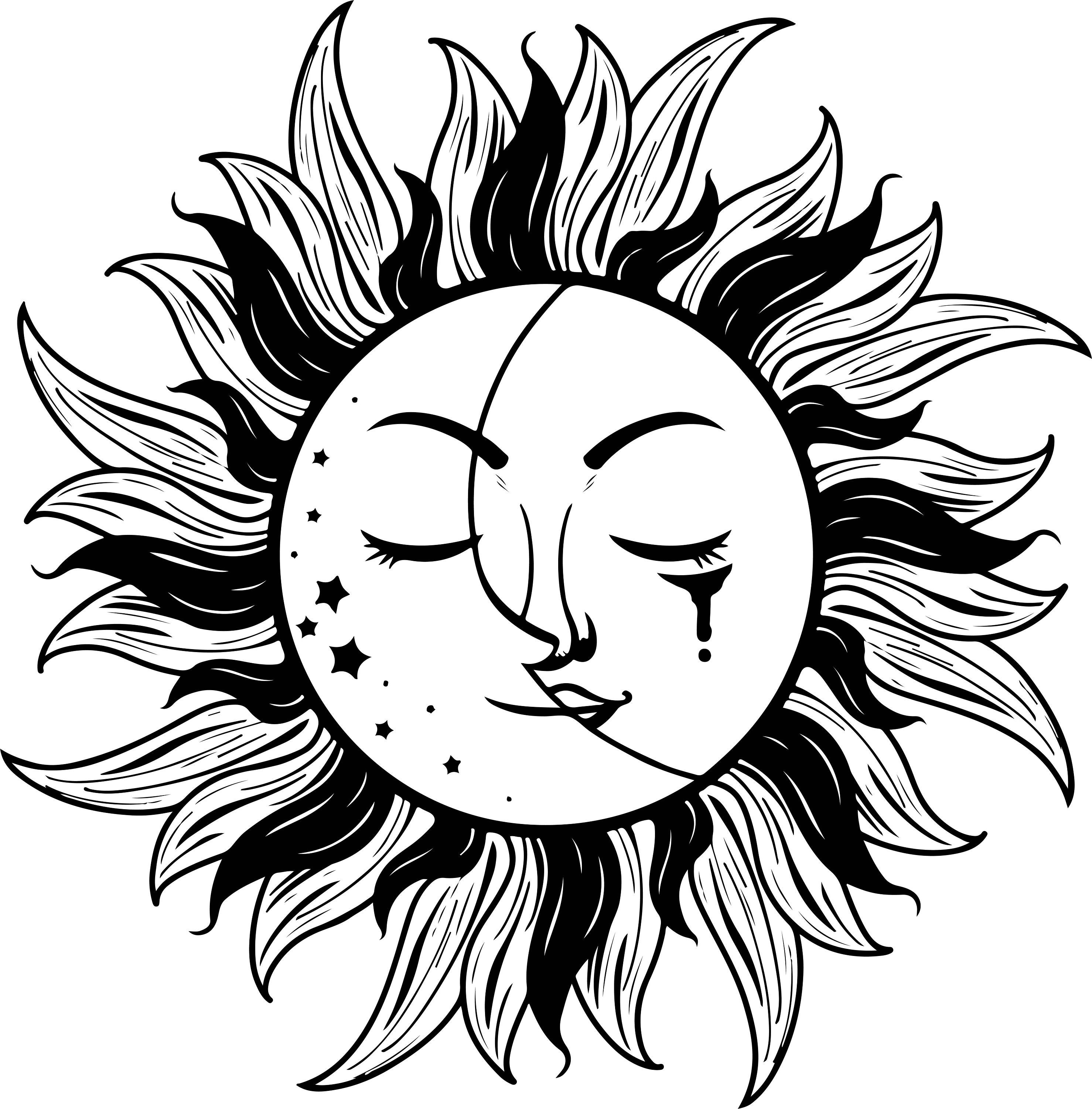 Sun & Moon SVG, Celestial Sun SVG, Sun Face SVG, Sun Cut File - Etsy Finland