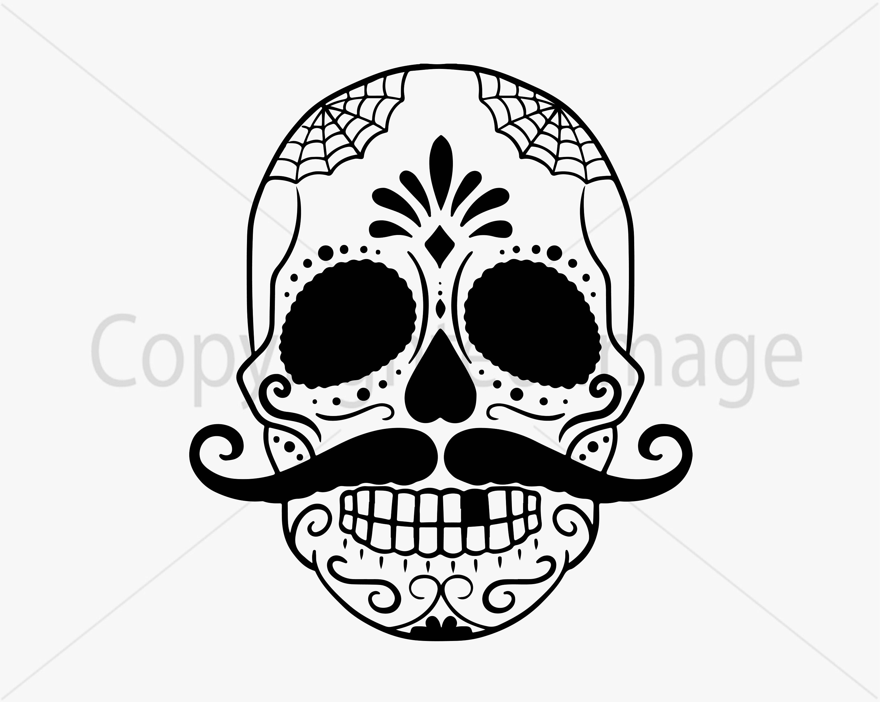 SUGAR SKULL SVG, Dxf, Eps & Png. Digital Cut Files for Cricut, Silhouette;  Sugar Skull, Day of the Dead,Mexico, Skull Tattoo, Halloween Mask