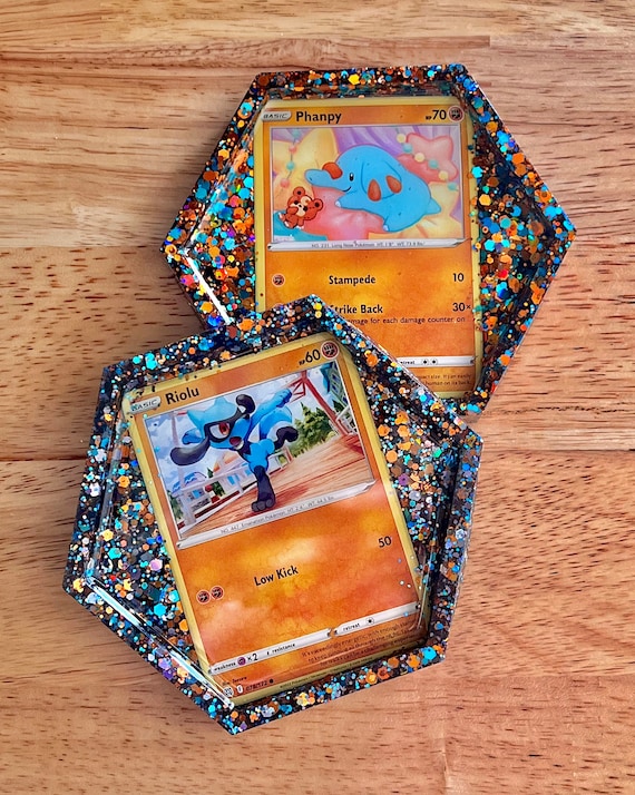 Resin Pokmon Card Coaster | Handmade Glitter Coaster Resin Pokmon Card Coaster | Handmade Glitter Coaster