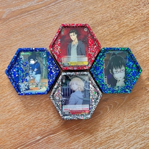 Clearance Anime Coasters | Anime Gift | Home Decor | Resin Coasters | Anime Characters | Computer Desk Accessories | Glitter Coaster