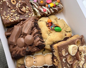 Mystery mixed bakes treat box - rocky road - millionaire’s - brownies - nyc cookies - Blondies - stuffed birthday treats box - cookie pie