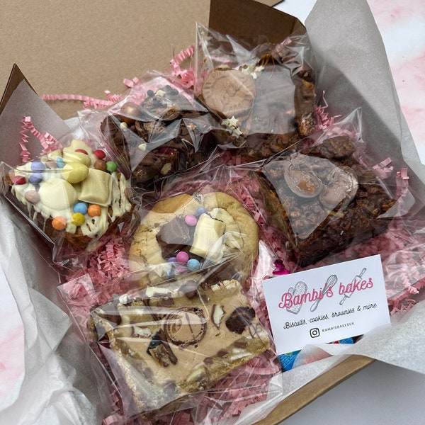 Mixed mystery bakes birthday treat box - stuffed cookie - rocky road - millionaire’s - brownies - nyc cookie - Blondies - treats - birthday