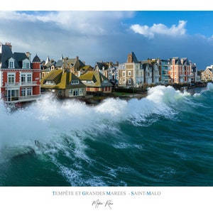 PÔSTER 70 x 50 cm - BRITTANY - Tempestade e Marés Altas em Saint-Malo