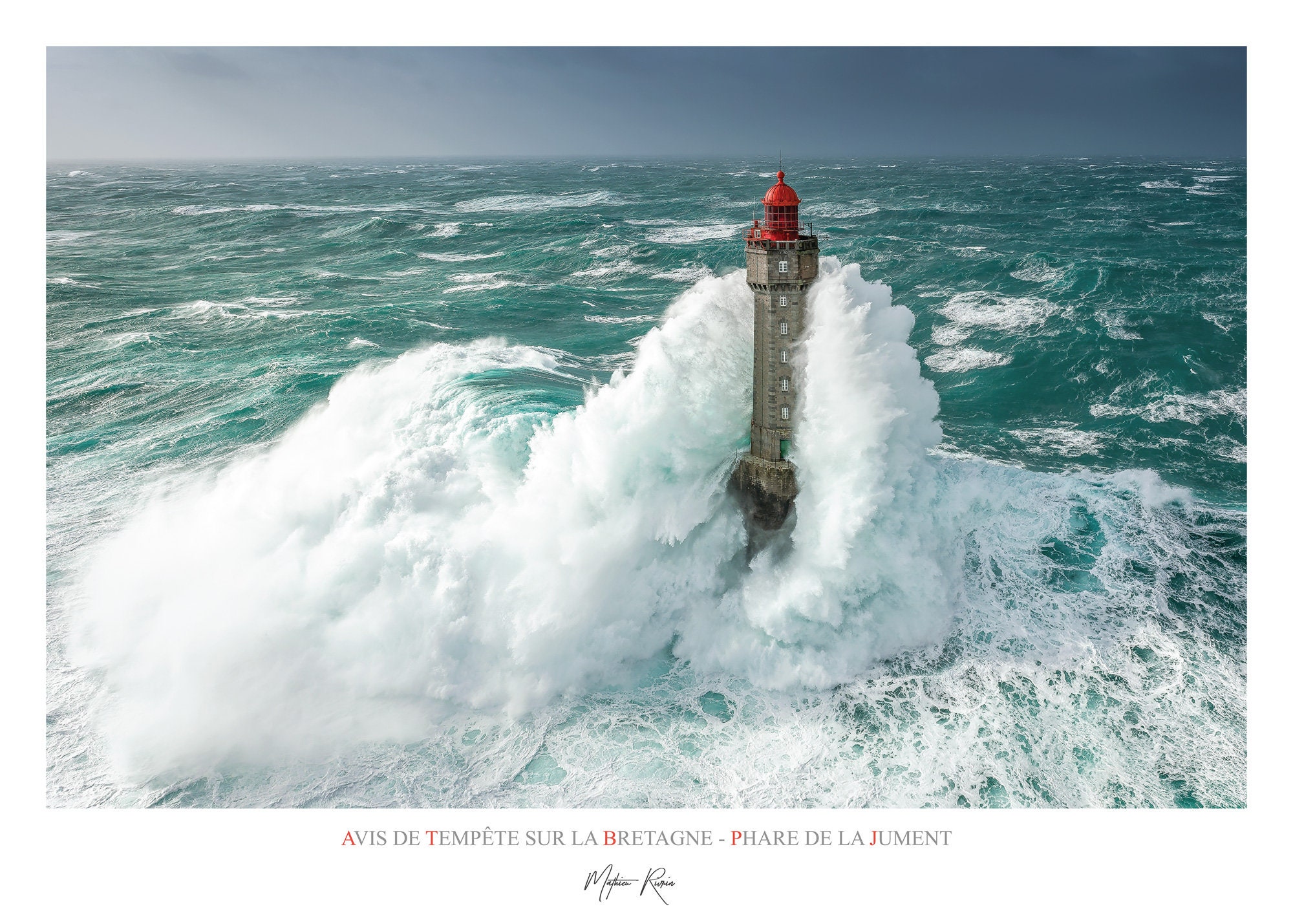 Affiche 70 X 50 cm - Tempete sur La Bretagne Phare de Jument