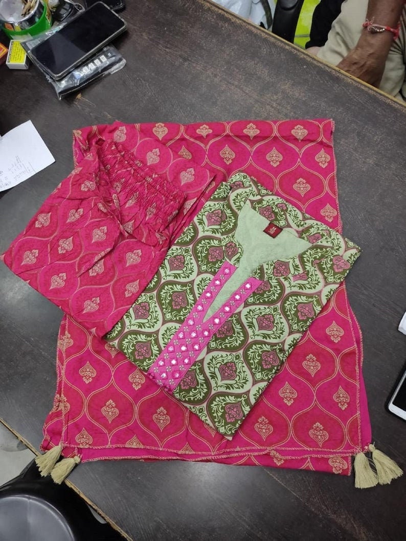 Designer Rayon Printed Kurti Palazzo With Dupatta Set||Designer Kurti Set||Kurti Dupatta Set||Designer Kurti Set||Free Shipping||Kurti Set