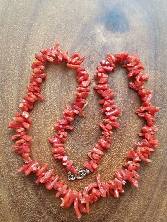 Natural Red Branch Coral Necklace 