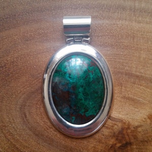 King Solomon stone Eilat ellipse 950 silver pendant