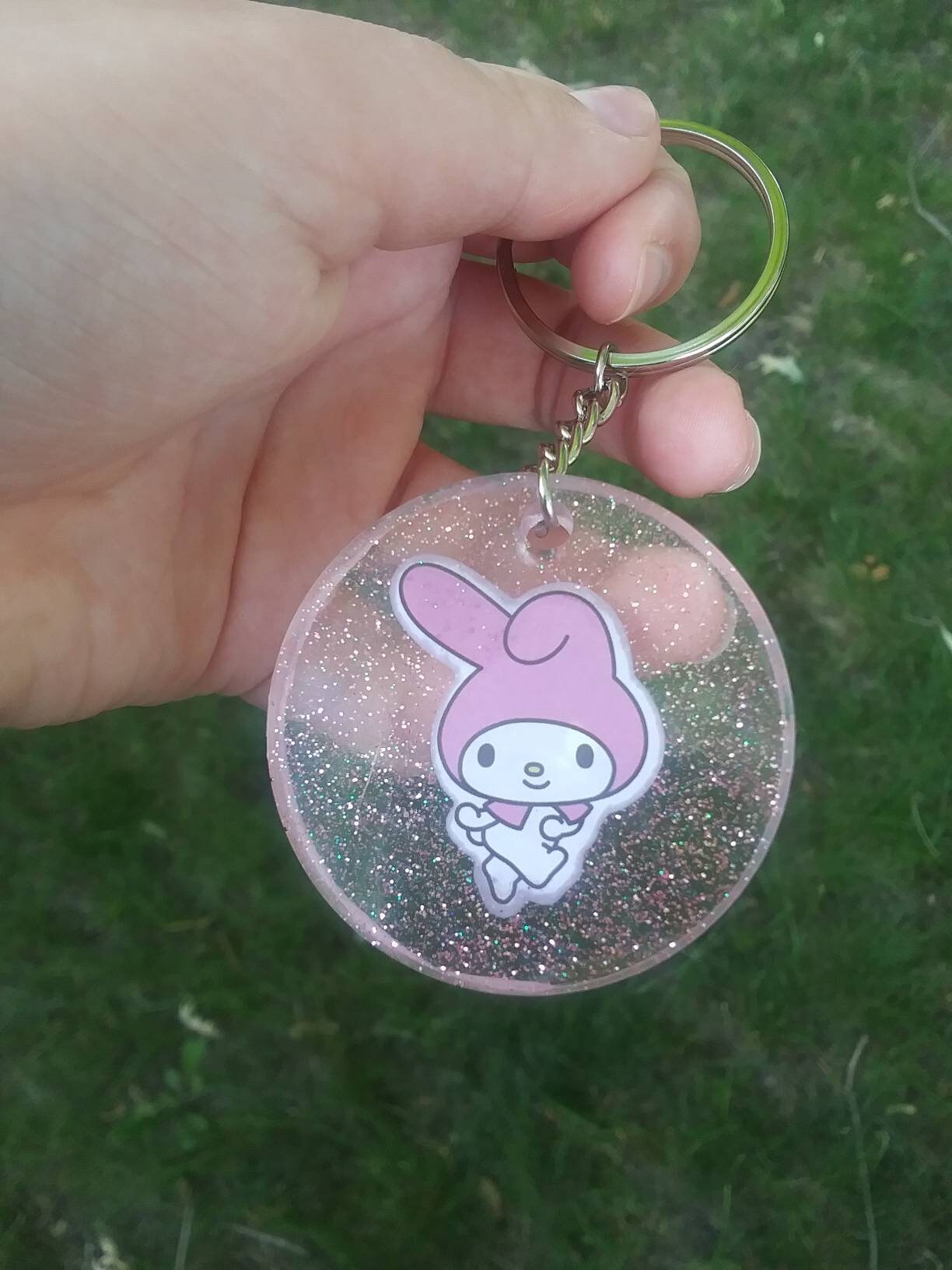 My Melody Resin Keychain Resin Glitter Sanrio Accessory Etsy