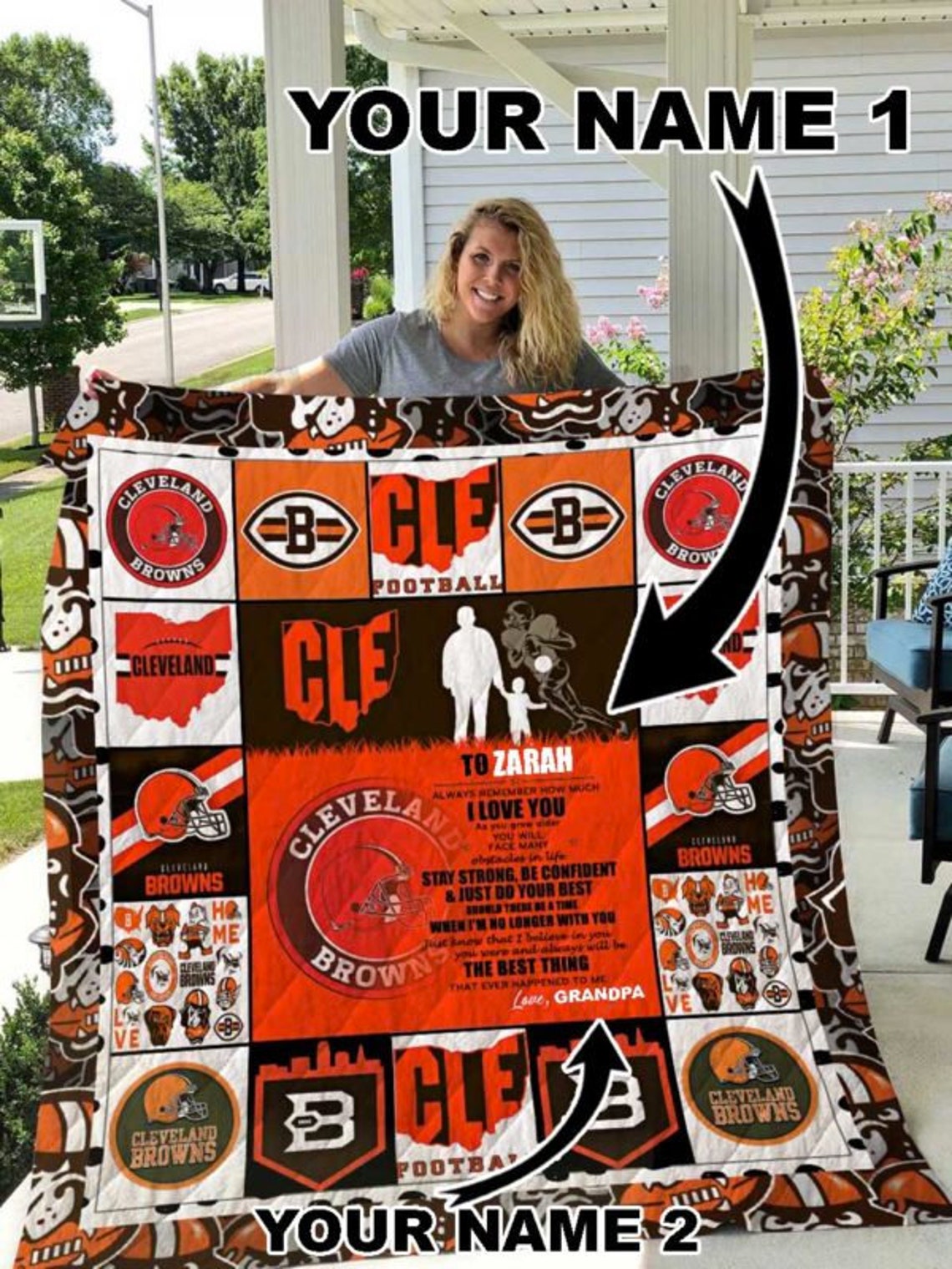 Cleveland Browns Quilt Blanket NFL Team Cleveland Browns Etsy