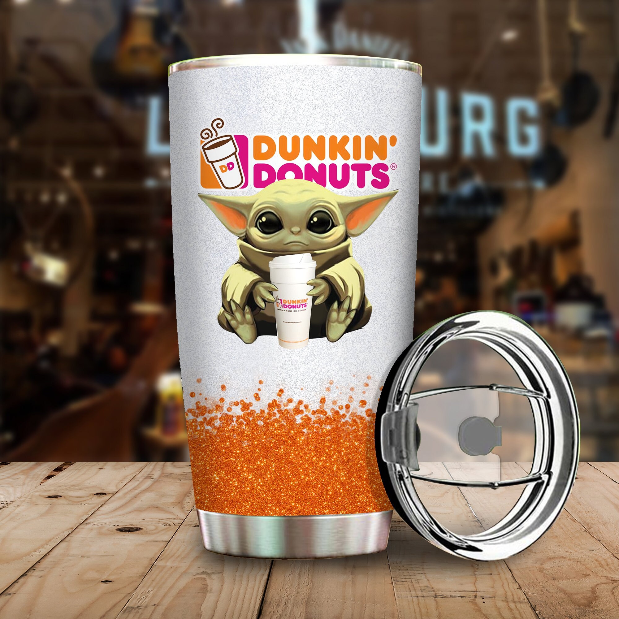 Baby Yoda Holding Dunkin' Donuts Tumbler Cup Acero Etsy