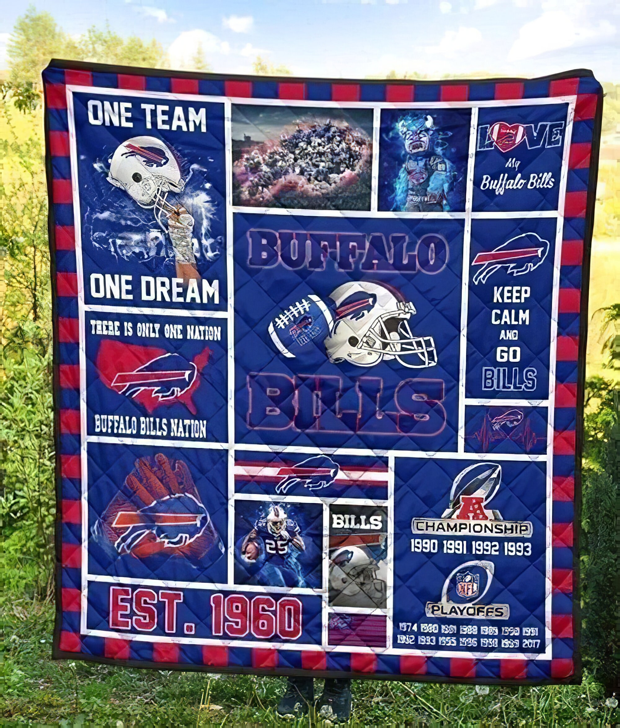 Buffalo Bills Quilt Blanket NFL Team Buffalo Bills Fleece Etsy