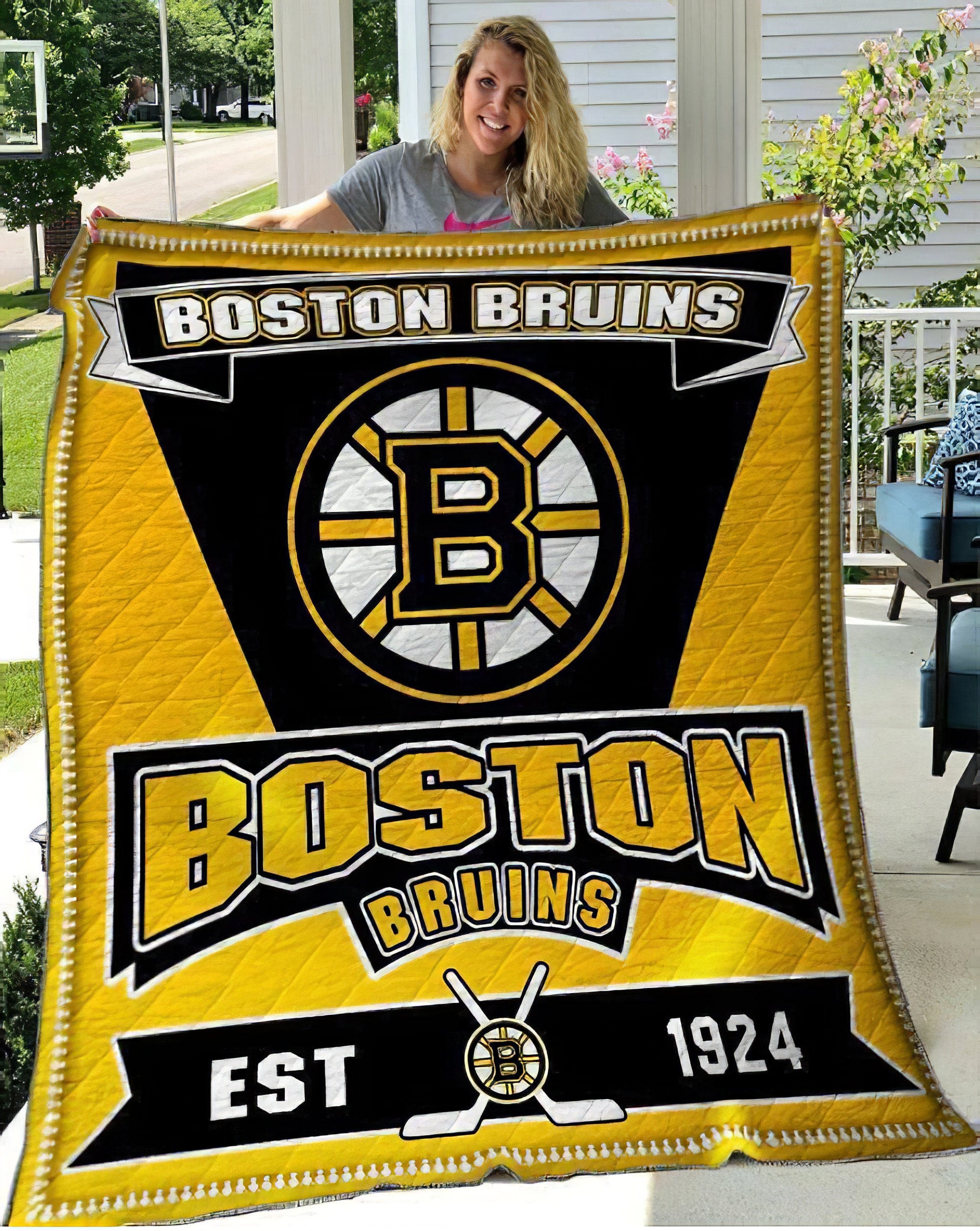 Boston Bruins Quilt Blanket NHL Team Boston Bruins Fleece Etsy