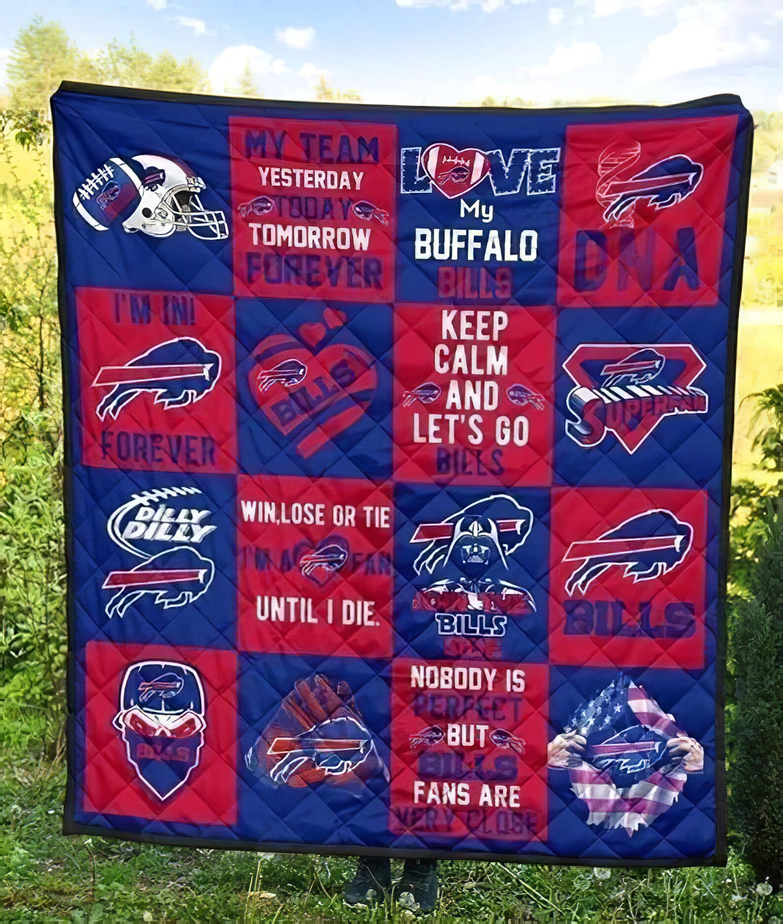 Buffalo Bills Quilt Blanket NFL Team Buffalo Bills Fleece Etsy