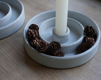 Candlestick | Candle holder | Concrete | Round | Handmade