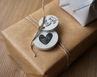 Gift tags | Concrete | Set | Heart | Thank You | Handmade