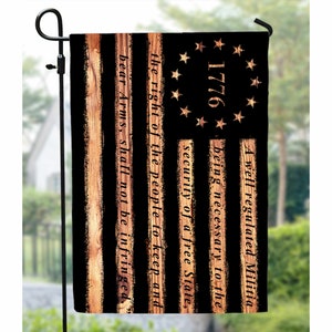 1776 2nd Second Amendment Flag Patriotic Wooden BG Garden Flag Sublimation Design - PNG Digital Download