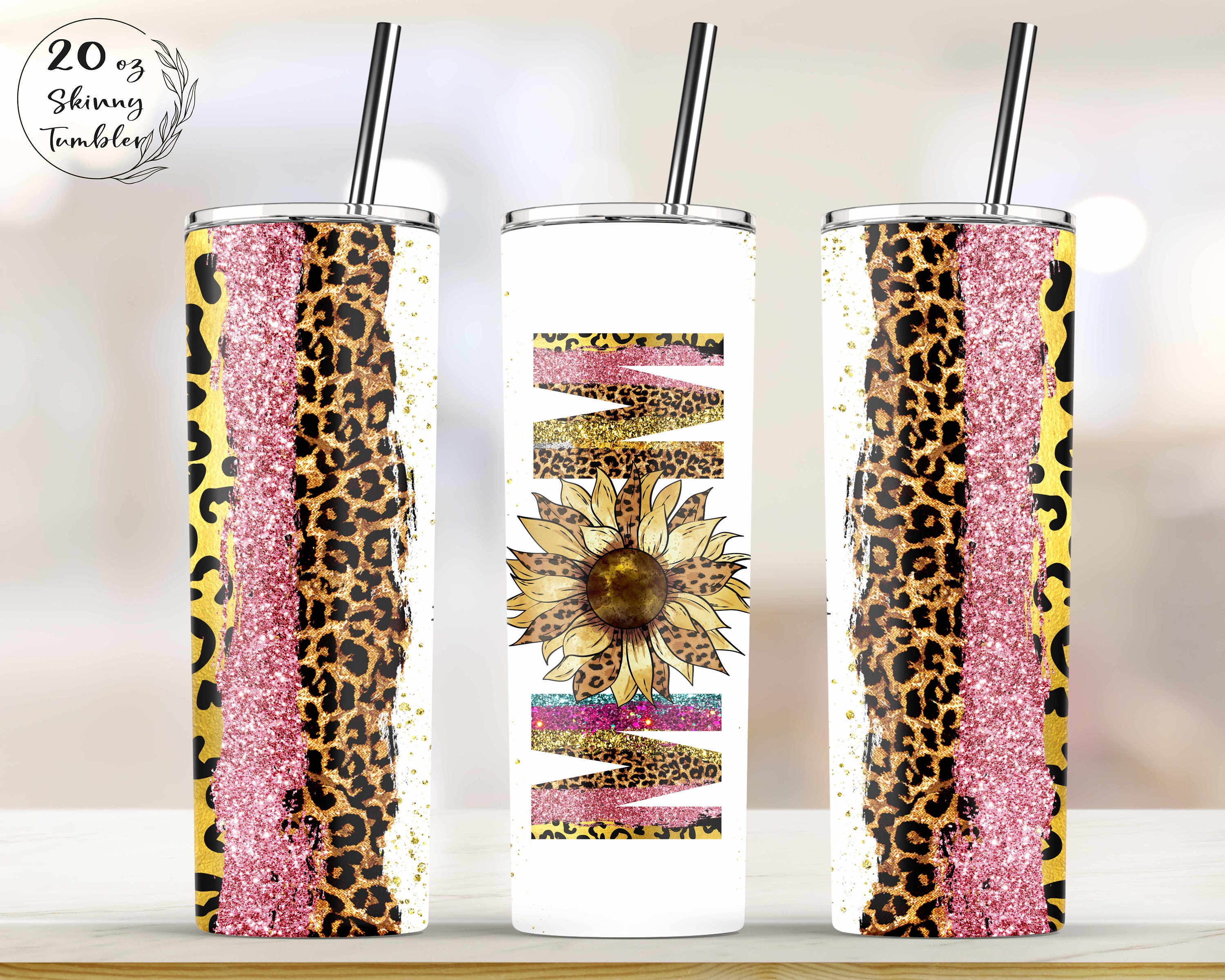 Download Mom Rose Gold Leopard Glitter Sunflower Tumbler Sublimation Etsy